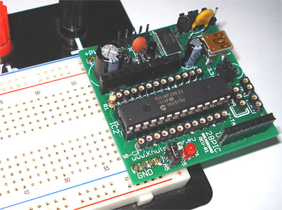 28PIC basis print voor Breadboard als kit met de 18F25K22 en FT232RL