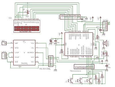 schema 28PIC board met TEA5767 en PIC 18F25K22