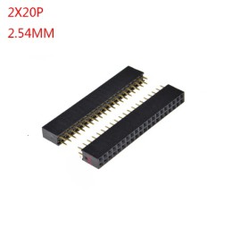 Pinheader 2.54mm  2x 2x20 pins Recht Female
