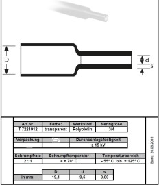 30cm Krimpkous 19mm transparant