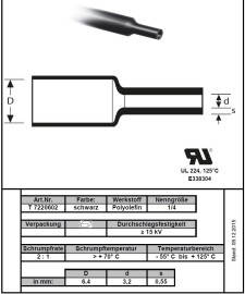 100cm Krimpkous 6.5mm Zwart